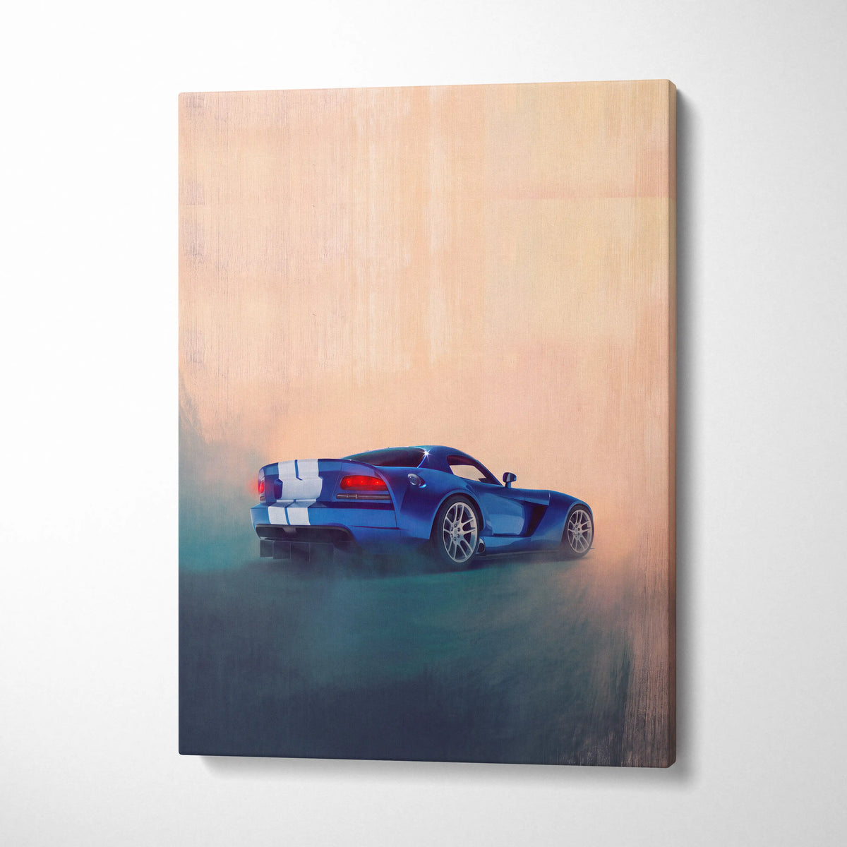 Dodge Viper Inspired Automotive Canvas Print, Blue Supercar Wall Decor