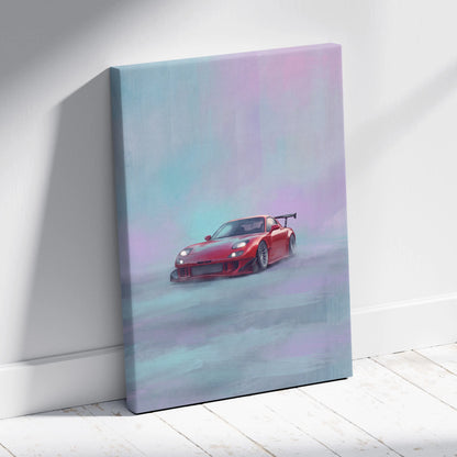 Mazda RX-7 Inspired Canvas Art, Rotary Engine Sports Car Wall Decor for Bedroom