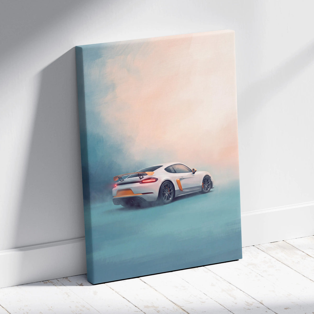 Porsche 718 Cayman Inspired Car Wall Art - Track Racing Vehicle Canvas Print for Living Room