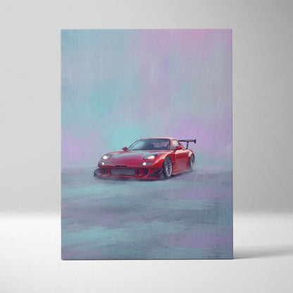 Mazda RX-7 Inspired Canvas Art, Rotary Engine Sports Car Wall Decor for Bedroom
