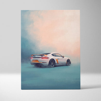 Porsche 718 Cayman Inspired Car Wall Art - Track Racing Vehicle Canvas Print for Living Room