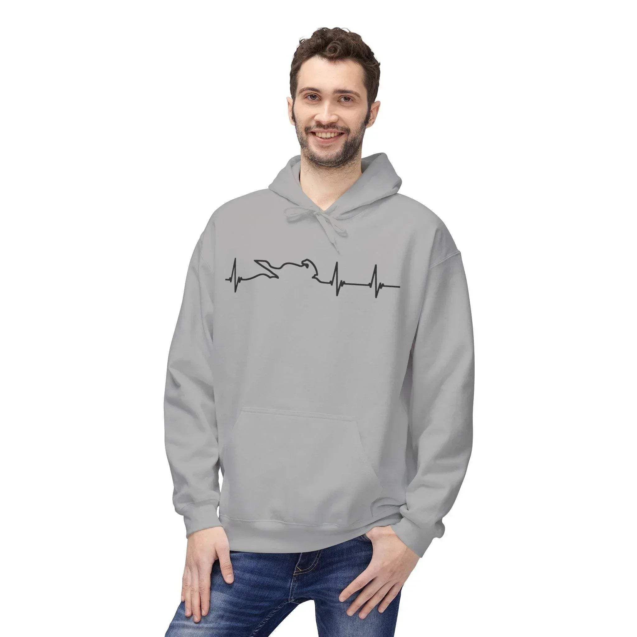 Motorcycle Passion Heartbeat Fleece Pullover Hoodie