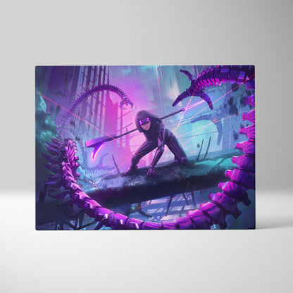 Vaporwave Neon Fantasy Canvas - Vaporwave Scene Purple Neon Living Room Dreamy Atmosphere Cyberpunk Wall Art Canvas