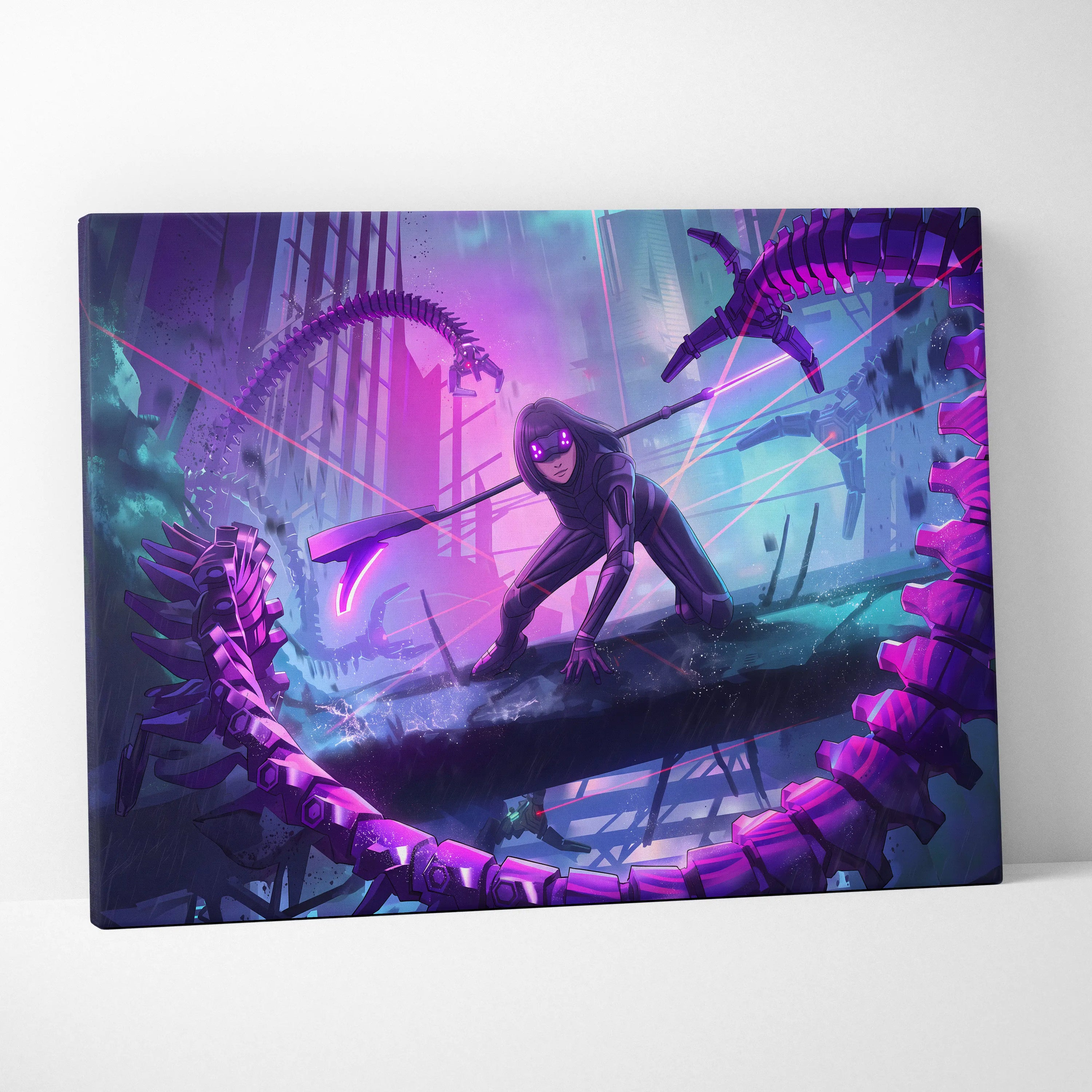 Vaporwave Neon Fantasy Canvas - Vaporwave Scene Purple Neon Living Room Dreamy Atmosphere Cyberpunk Wall Art Canvas