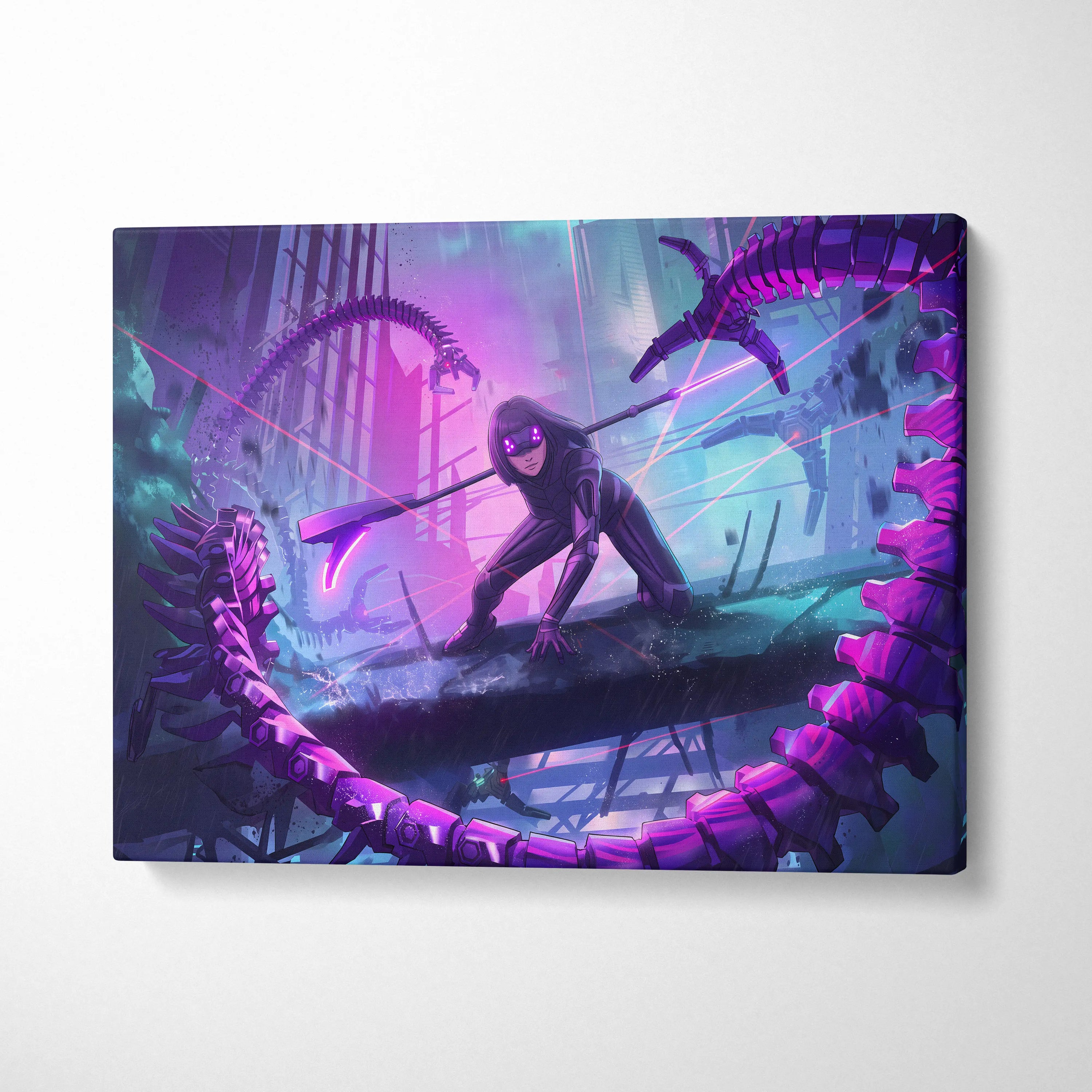 Vaporwave Neon Fantasy Canvas - Vaporwave Scene Purple Neon Living Room Dreamy Atmosphere Cyberpunk Wall Art Canvas