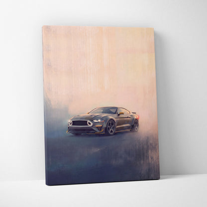 Ford Mustang Inspired Canvas Art, Performance Tuner Car Wall Painting for Garage Decor
