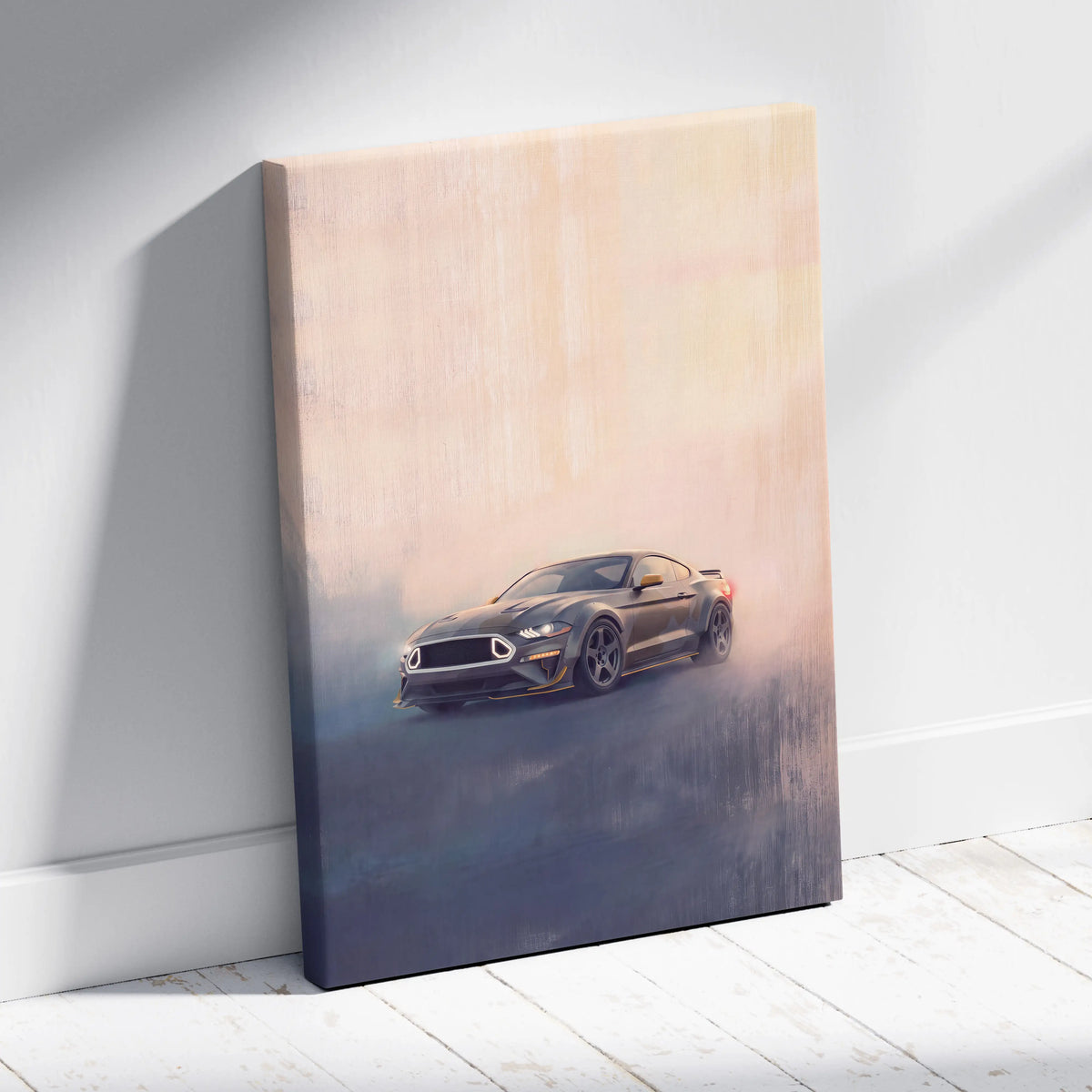 Ford Mustang Inspired Canvas Art, Performance Tuner Car Wall Painting for Garage Decor