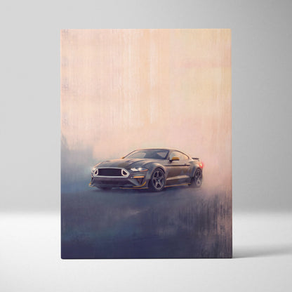 Ford Mustang Inspired Canvas Art, Performance Tuner Car Wall Painting for Garage Decor