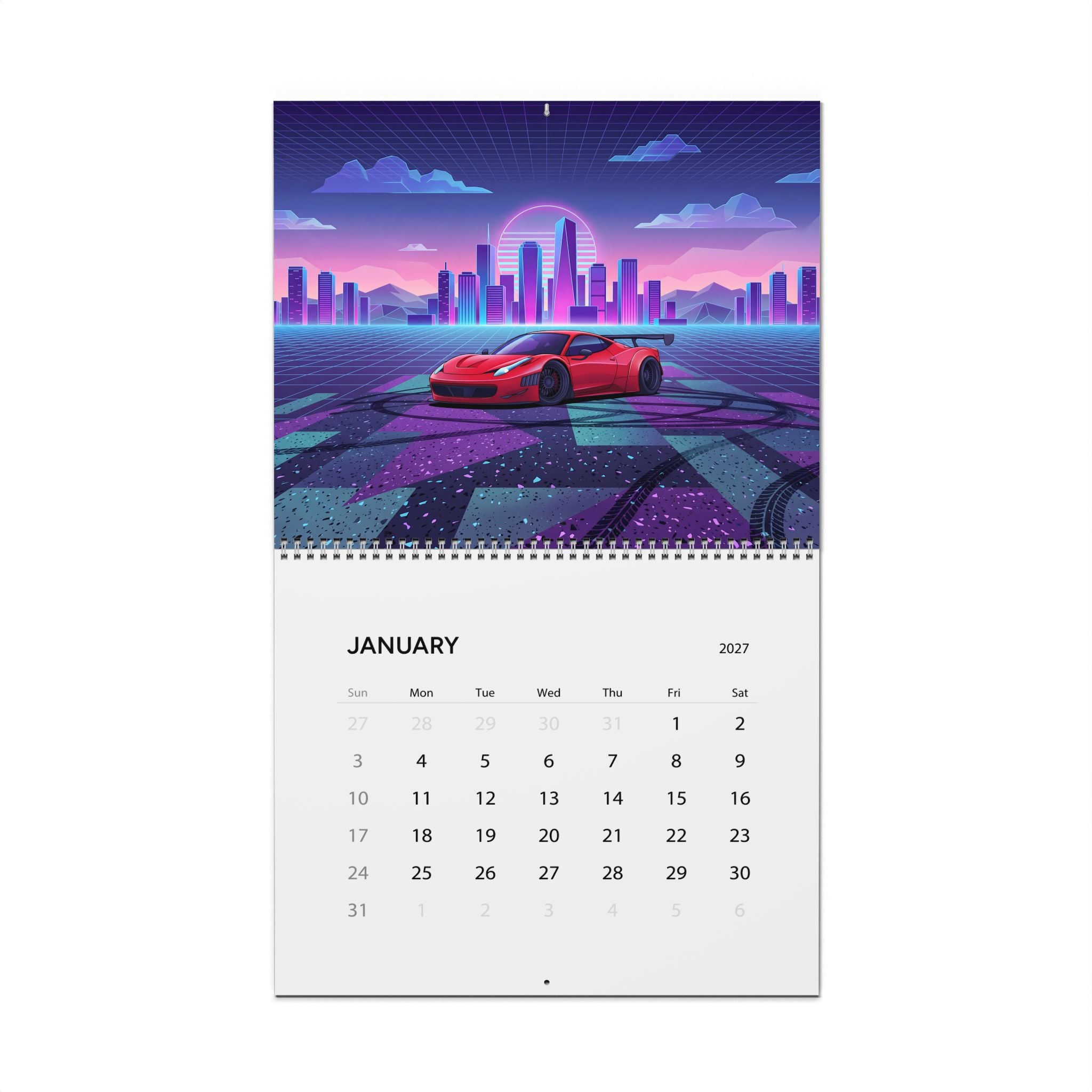 2027 Luxury Supercar Vaporwave Calendar – Exotic Performance Cars & Neon Dreamscape Artwork