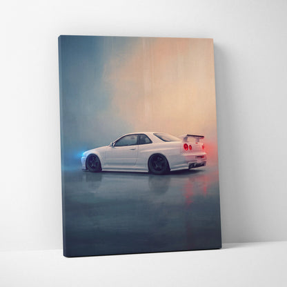 Nissan Skyline GT-R R34 Inspired Canvas Art - Premium Japanese Performance Vehicle Wall Decor