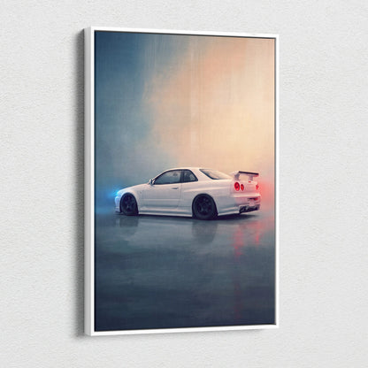Nissan Skyline GT-R R34 Inspired Canvas Art - Premium Japanese Performance Vehicle Wall Decor