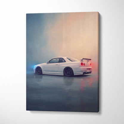 Nissan Skyline GT-R R34 Inspired Canvas Art - Premium Japanese Performance Vehicle Wall Decor