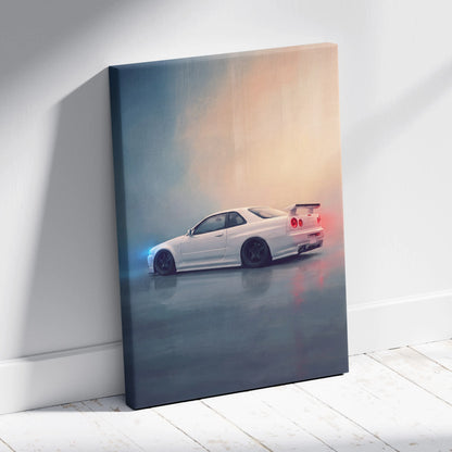Nissan Skyline GT-R R34 Inspired Canvas Art - Premium Japanese Performance Vehicle Wall Decor