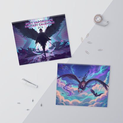 2027 Fantasy Art Wall Calendar – Neon Vaporwave & Retro Futuristic Artwork
