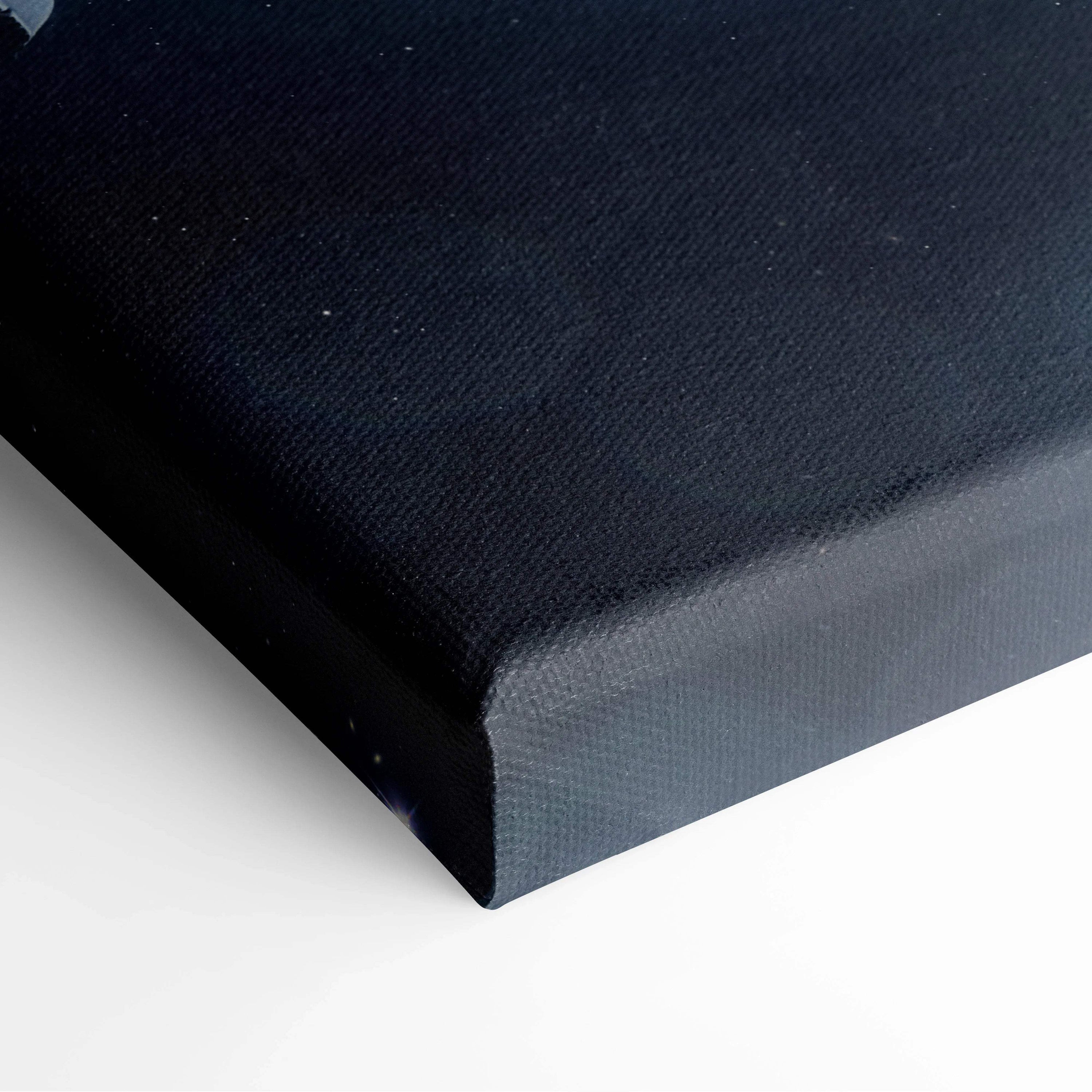 Black textured canvas back of Astronaut Above Earth Surreal Sky Vortex Wall Art