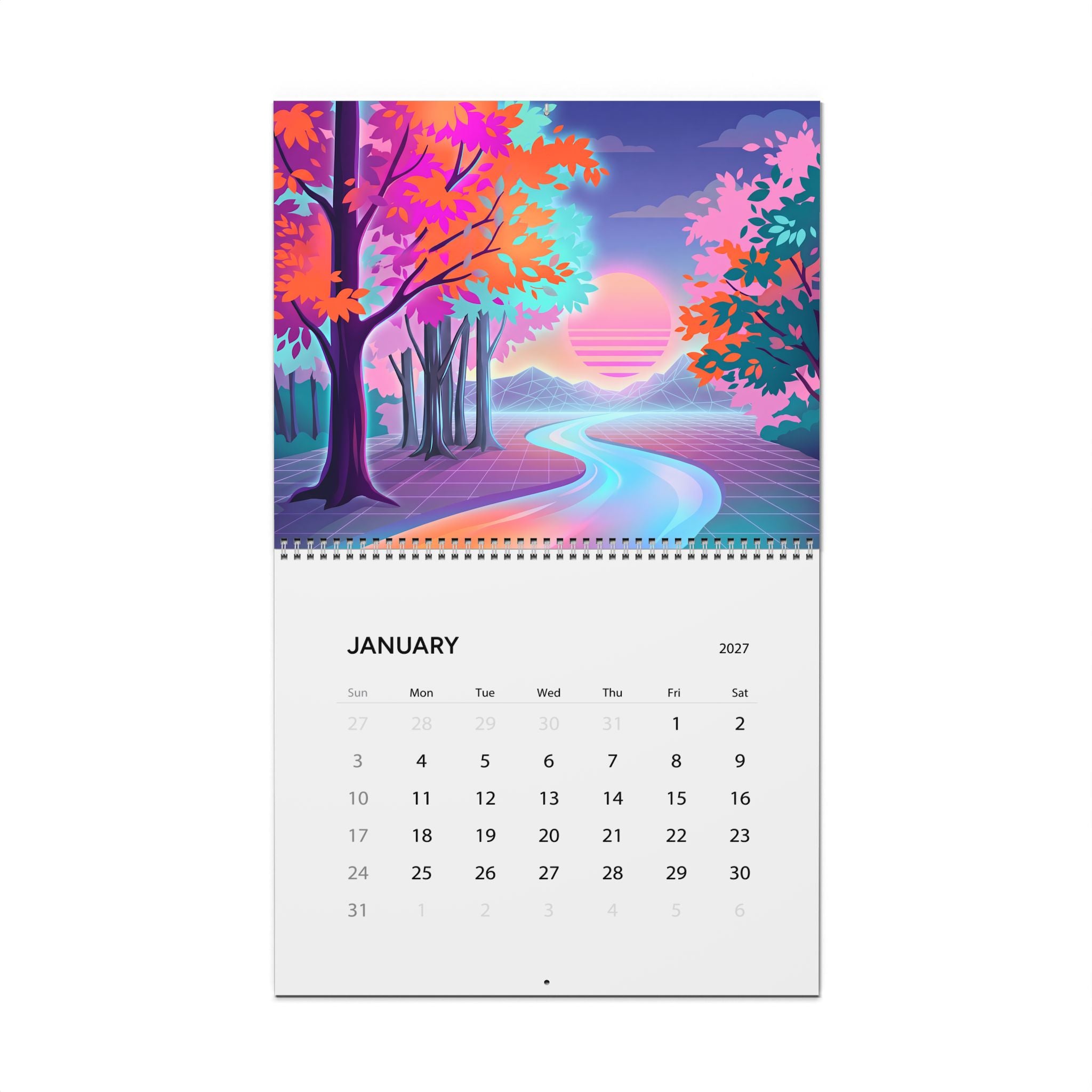 2027 Vaporwave Artwork Wall Calendar – Vibrant Retro Futuristic Art Collection