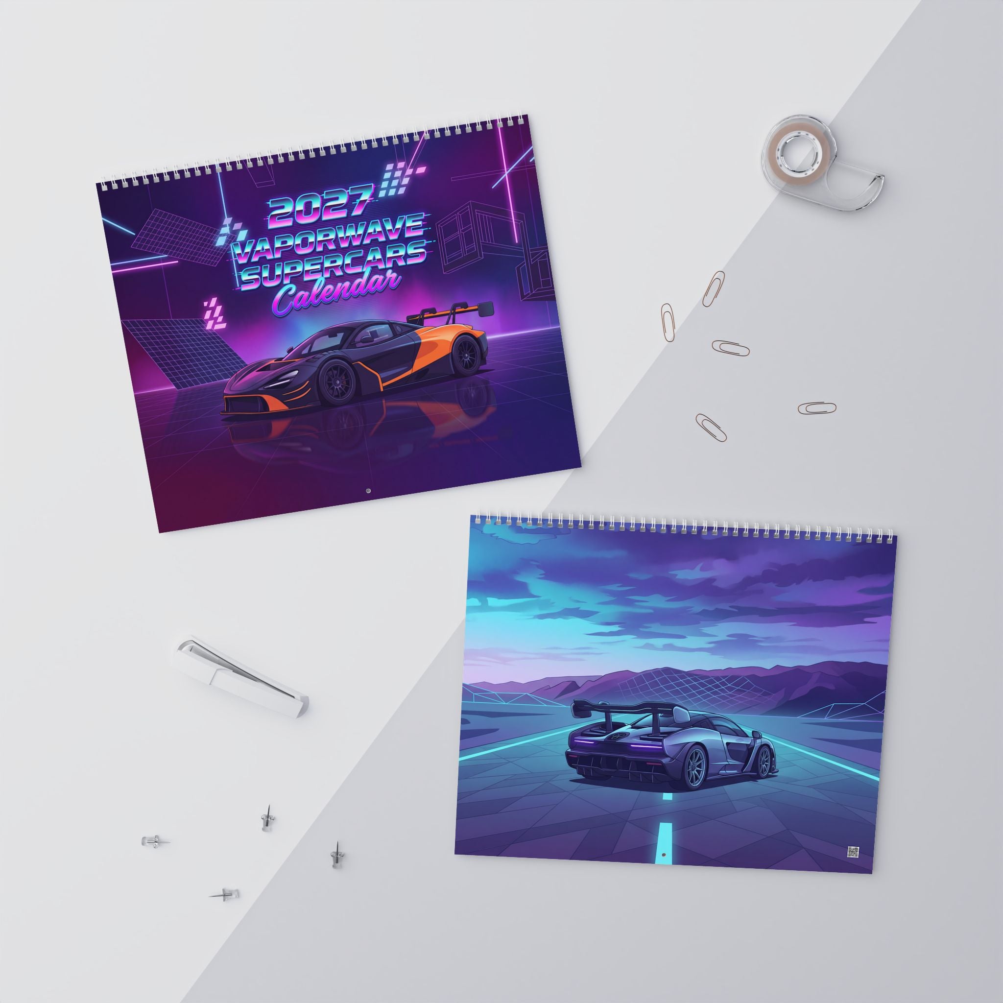 2027 Supercar Vaporwave Art Calendar – Luxury Sports Cars, Neon Nights & Retro Futuristic Artwork