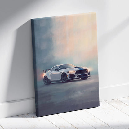 Ford Mustang Inspired Automotive Wall Art, American Muscle Car Canvas Print for Living Room