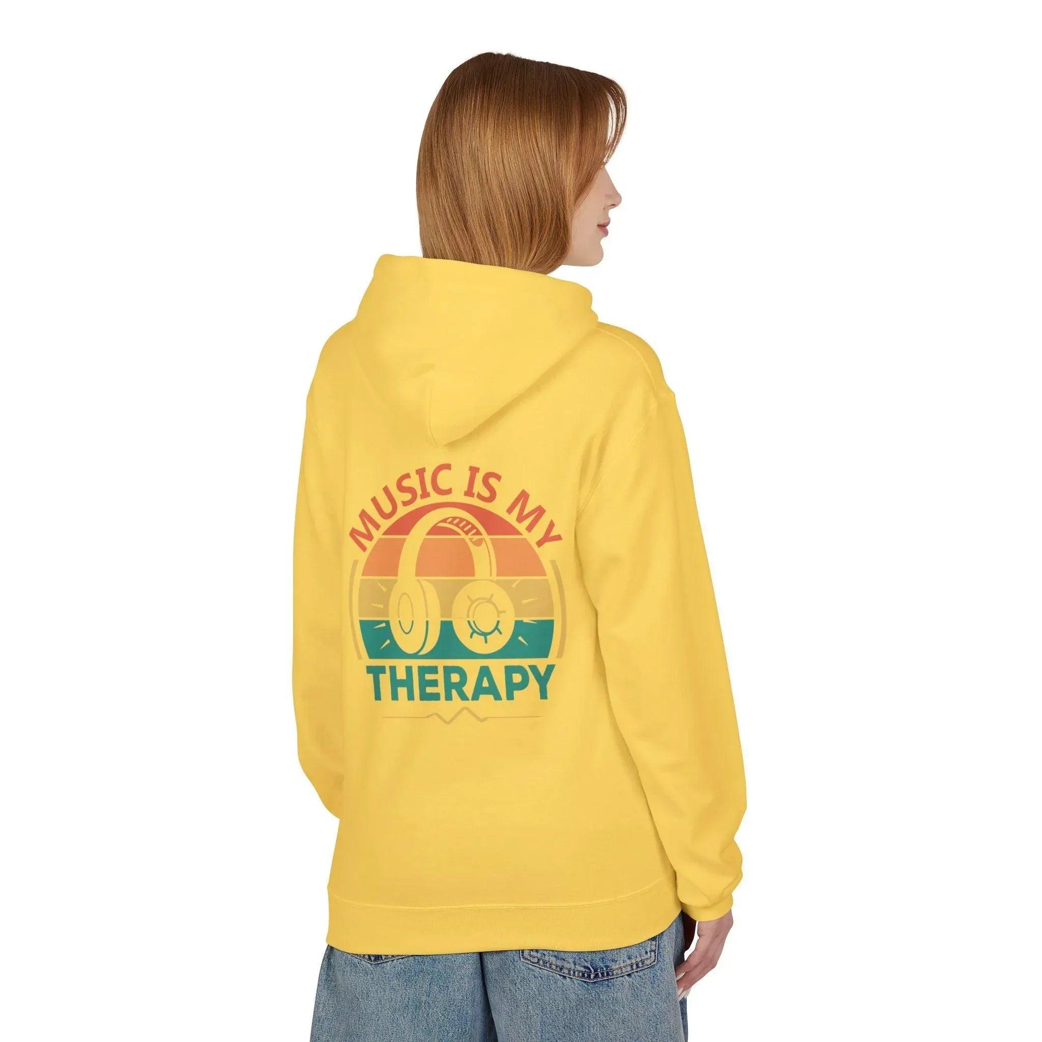 Cozy "Music Is My Therapy" Fleece Hoodie for Ultimate Comfort and Style