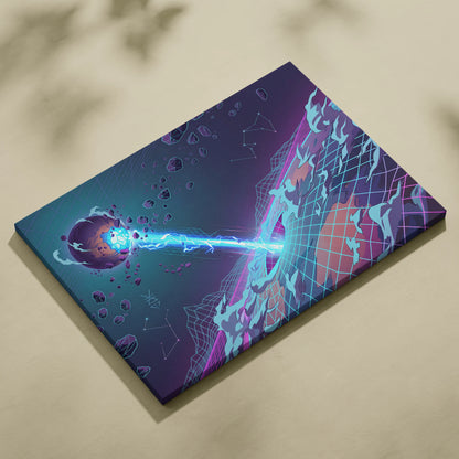 Neon Vaporwave Dream Canvas - Vaporwave Neon City Sunset Pink Blue Living Room Retro Futurism Dreamy Mood Canvas