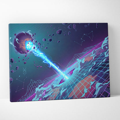 Neon Vaporwave Dream Canvas - Vaporwave Neon City Sunset Pink Blue Living Room Retro Futurism Dreamy Mood Canvas