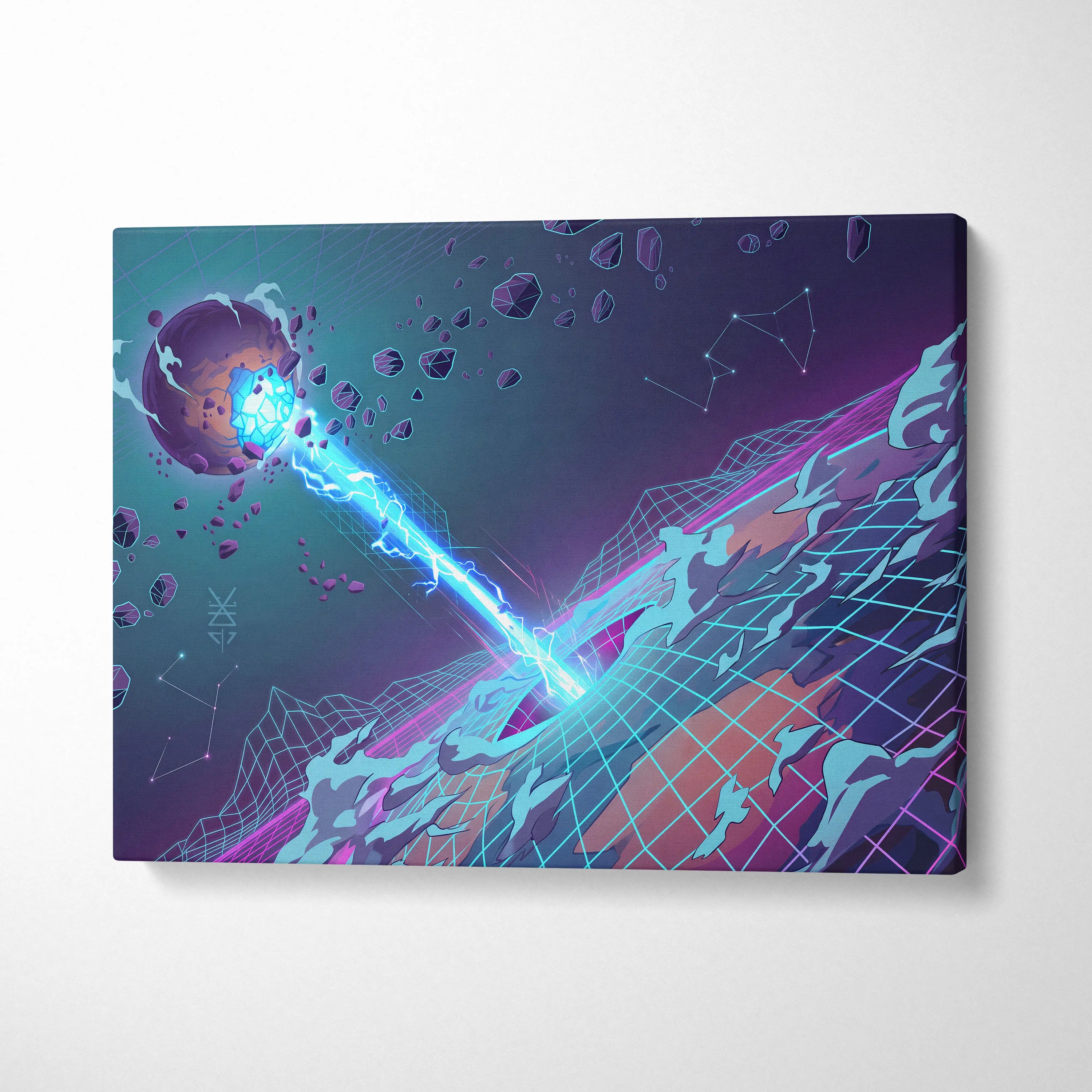 Neon Vaporwave Dream Canvas - Vaporwave Neon City Sunset Pink Blue Living Room Retro Futurism Dreamy Mood Canvas