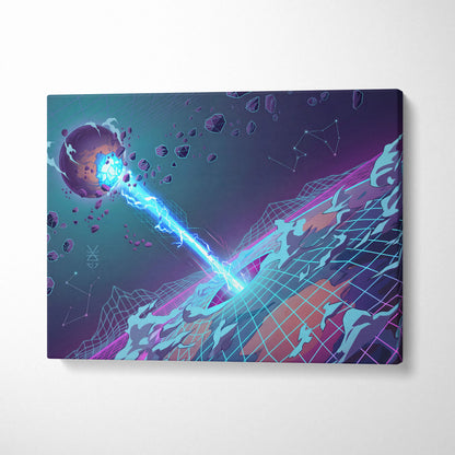 Neon Vaporwave Dream Canvas - Vaporwave Neon City Sunset Pink Blue Living Room Retro Futurism Dreamy Mood Canvas