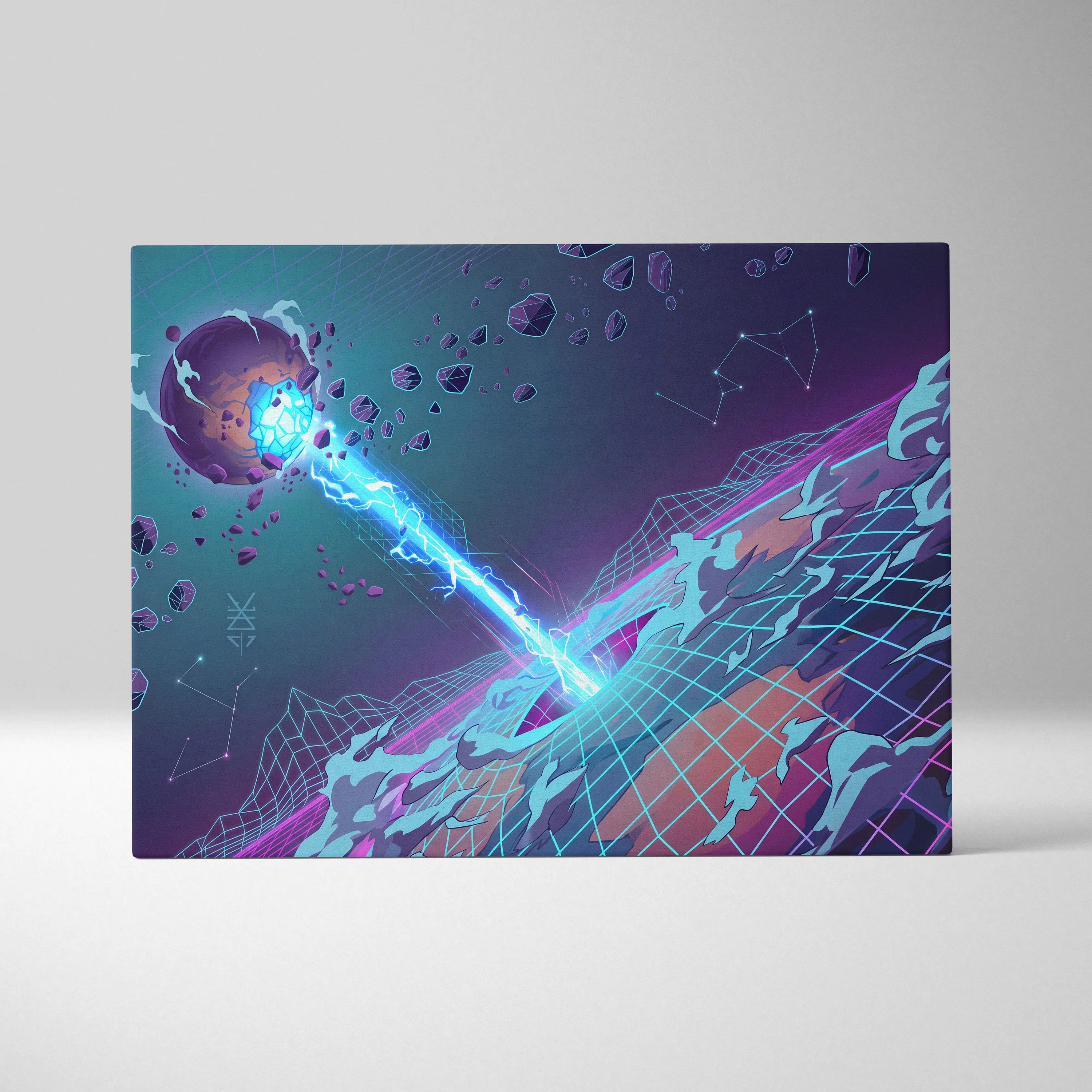 Neon Vaporwave Dream Canvas - Vaporwave Neon City Sunset Pink Blue Living Room Retro Futurism Dreamy Mood Canvas