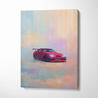 Nissan Silvia S14 Kouki Inspired Automotive Wall Art - Japanese JDM Sports Car Canvas Print