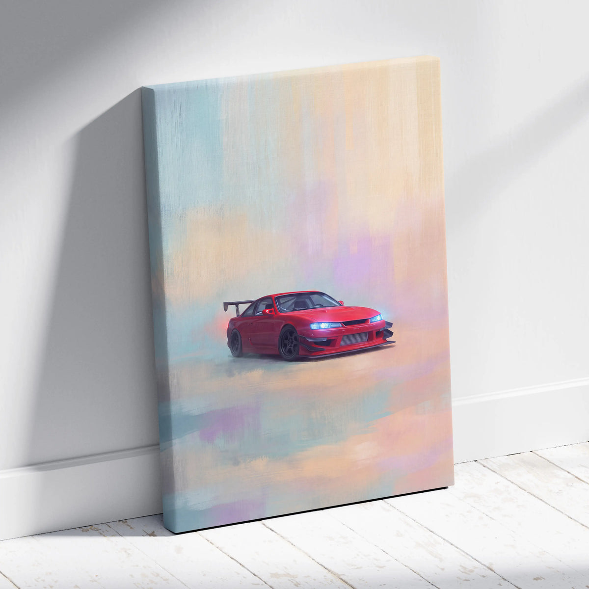Nissan Silvia S14 Kouki Inspired Automotive Wall Art - Japanese JDM Sports Car Canvas Print
