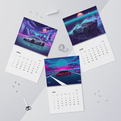 2027 Supercar Vaporwave Wall Calendar – Exotic Performance Cars & Retro Neon Artwork Collection
