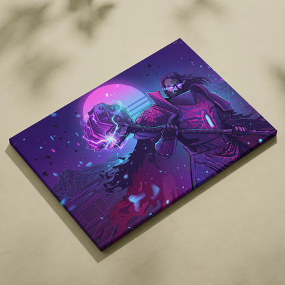 Vaporwave Neon Dream Canvas - Vaporwave Neon Pink Cyan Living Room Retro Mystical Mood Wall Art Canvas