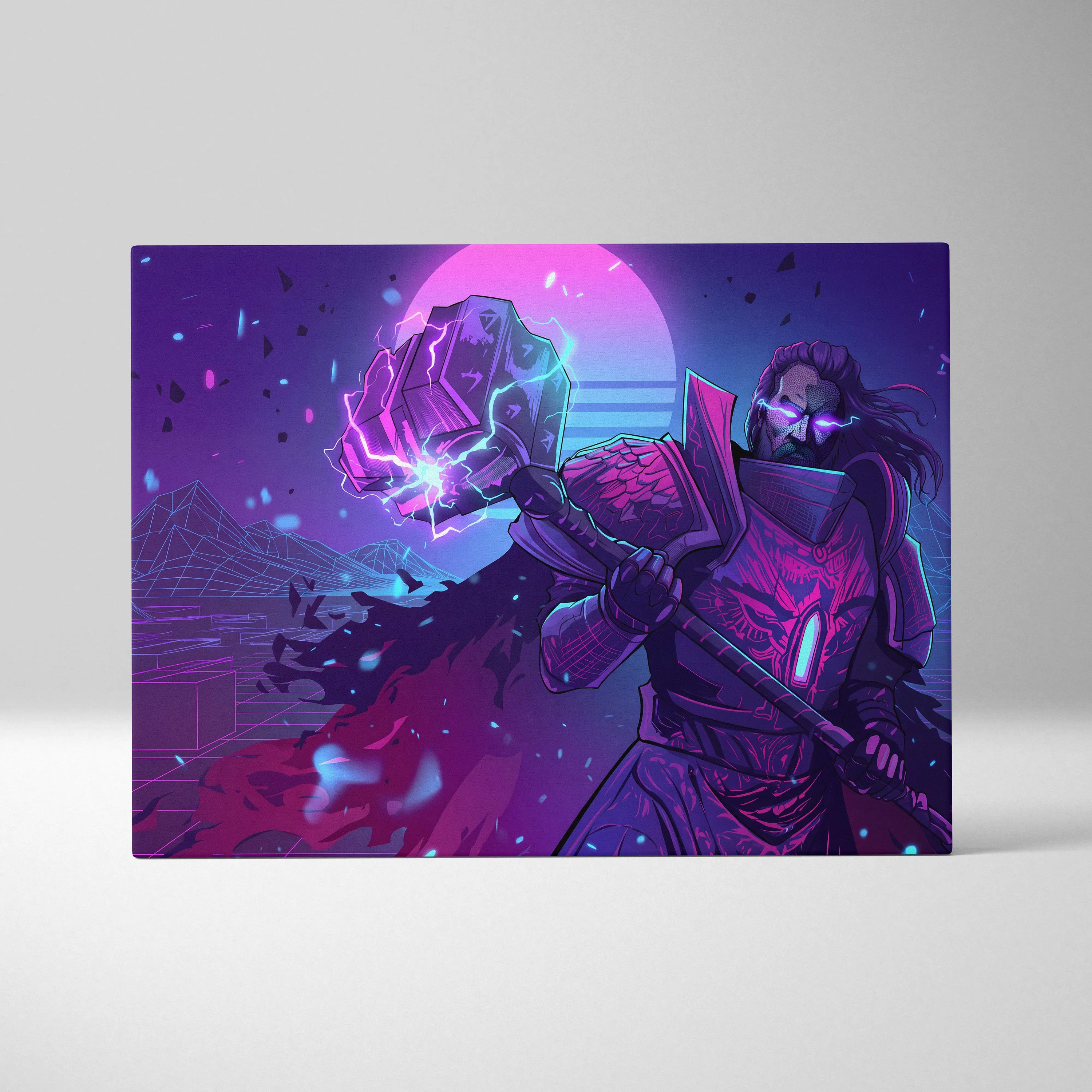 Vaporwave Neon Dream Canvas - Vaporwave Neon Pink Cyan Living Room Retro Mystical Mood Wall Art Canvas