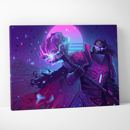 Vaporwave Neon Dream Canvas - Vaporwave Neon Pink Cyan Living Room Retro Mystical Mood Wall Art Canvas