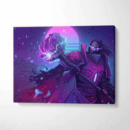 Vaporwave Neon Dream Canvas - Vaporwave Neon Pink Cyan Living Room Retro Mystical Mood Wall Art Canvas