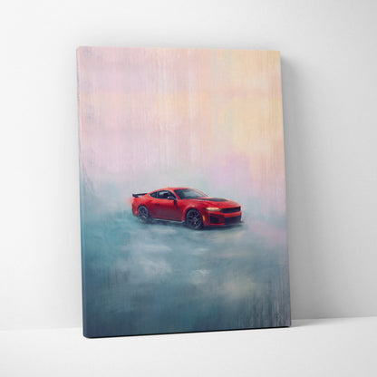 Ford Mustang Shelby Inspired Car Wall Art, Performance Muscle Car Canvas Print for Office