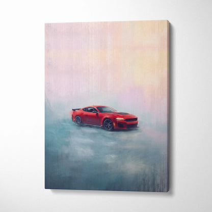 Ford Mustang Shelby Inspired Car Wall Art, Performance Muscle Car Canvas Print for Office