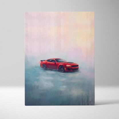 Ford Mustang Shelby Inspired Car Wall Art, Performance Muscle Car Canvas Print for Office