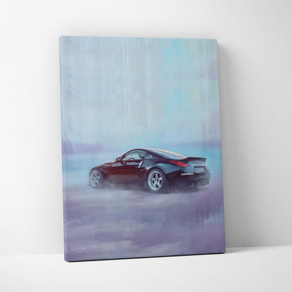 Nissan 350Z Inspired Automotive Wall Art - Widebody JDM Performance Car Canvas Print for Garage