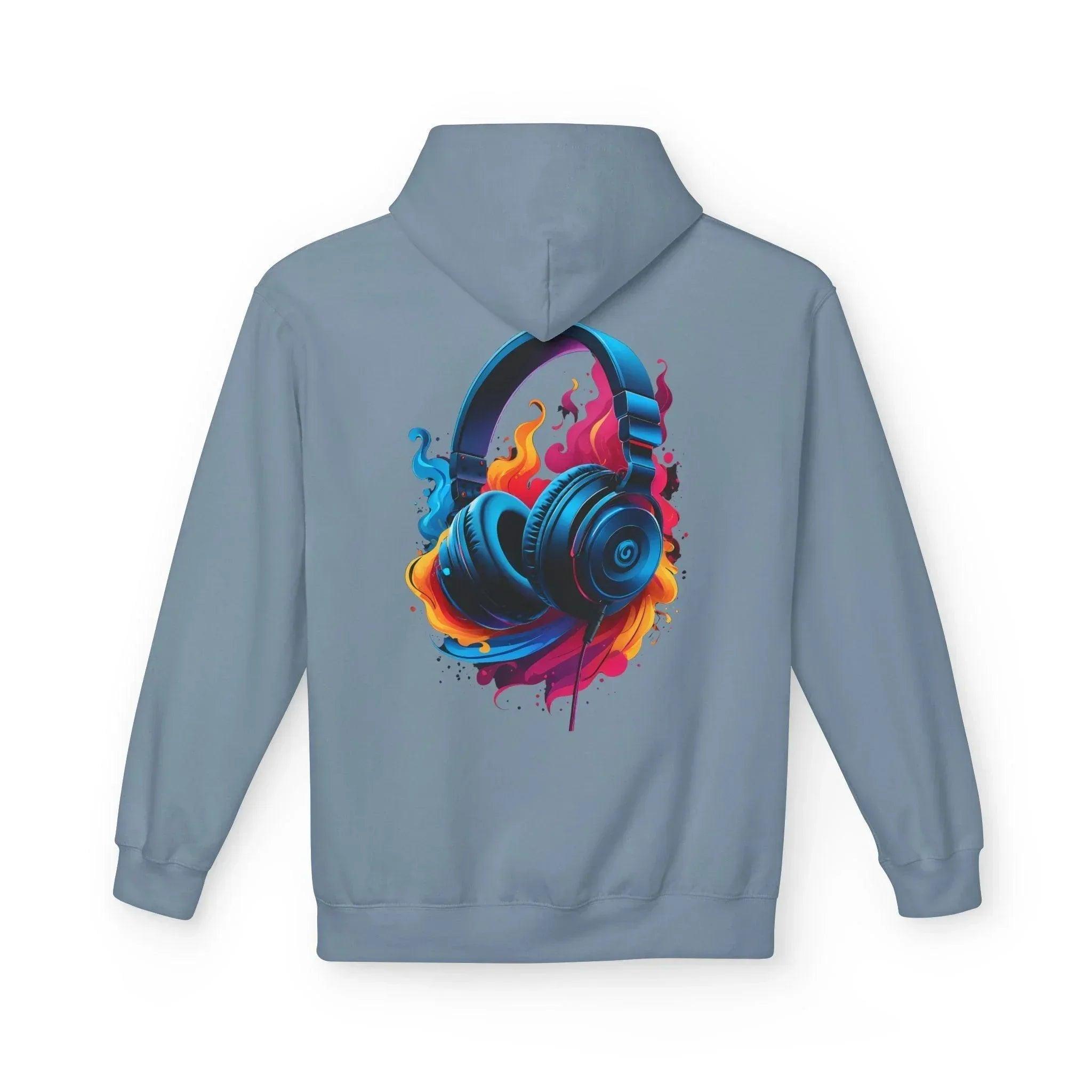 Artistic Vibes Fleece Hoodie with Headphone Design - Ultimate Comfort & Style