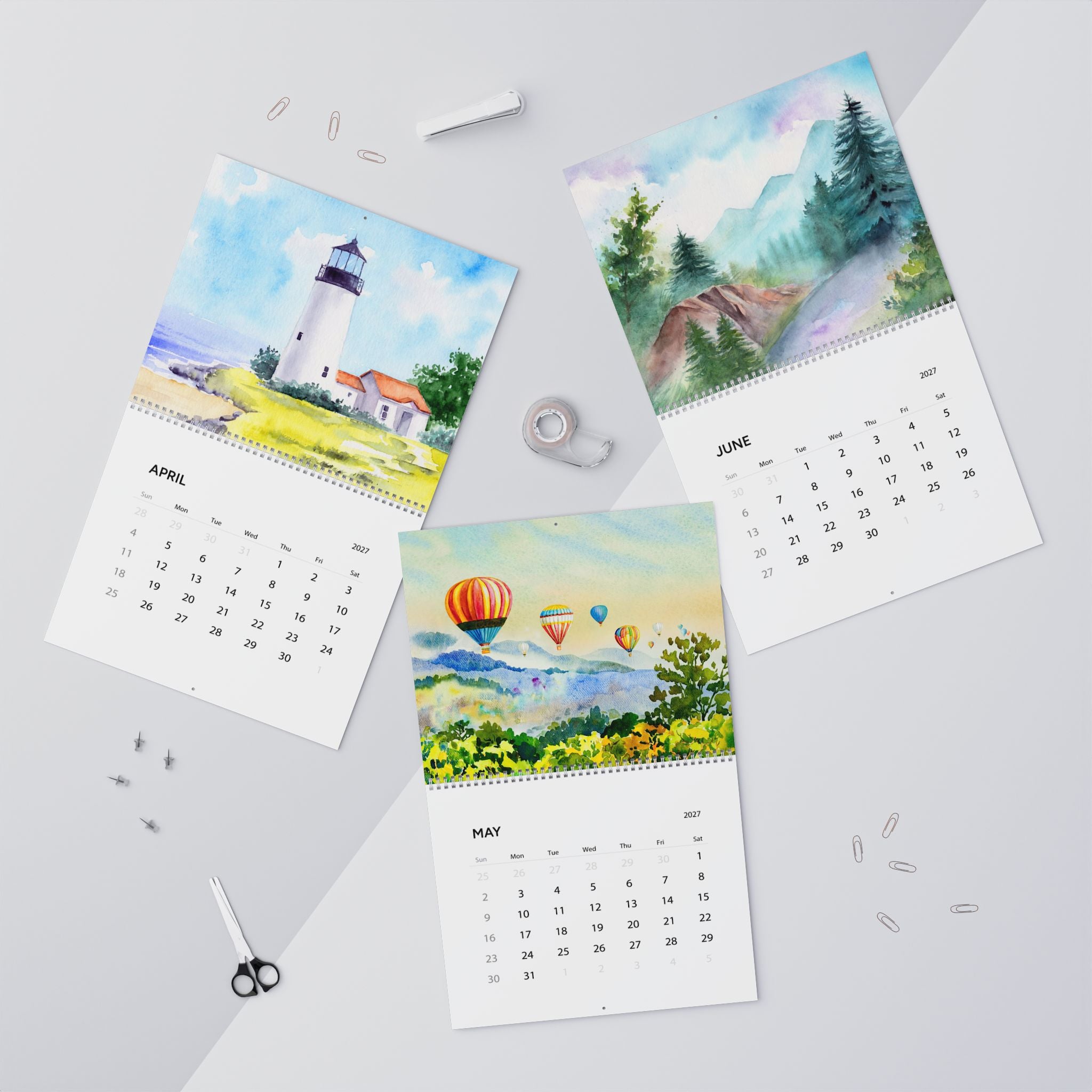 2027 Watercolor Artwork Wall Calendar – Colorful Painted Designs, Artistic Scenes & Creative Art Collection
