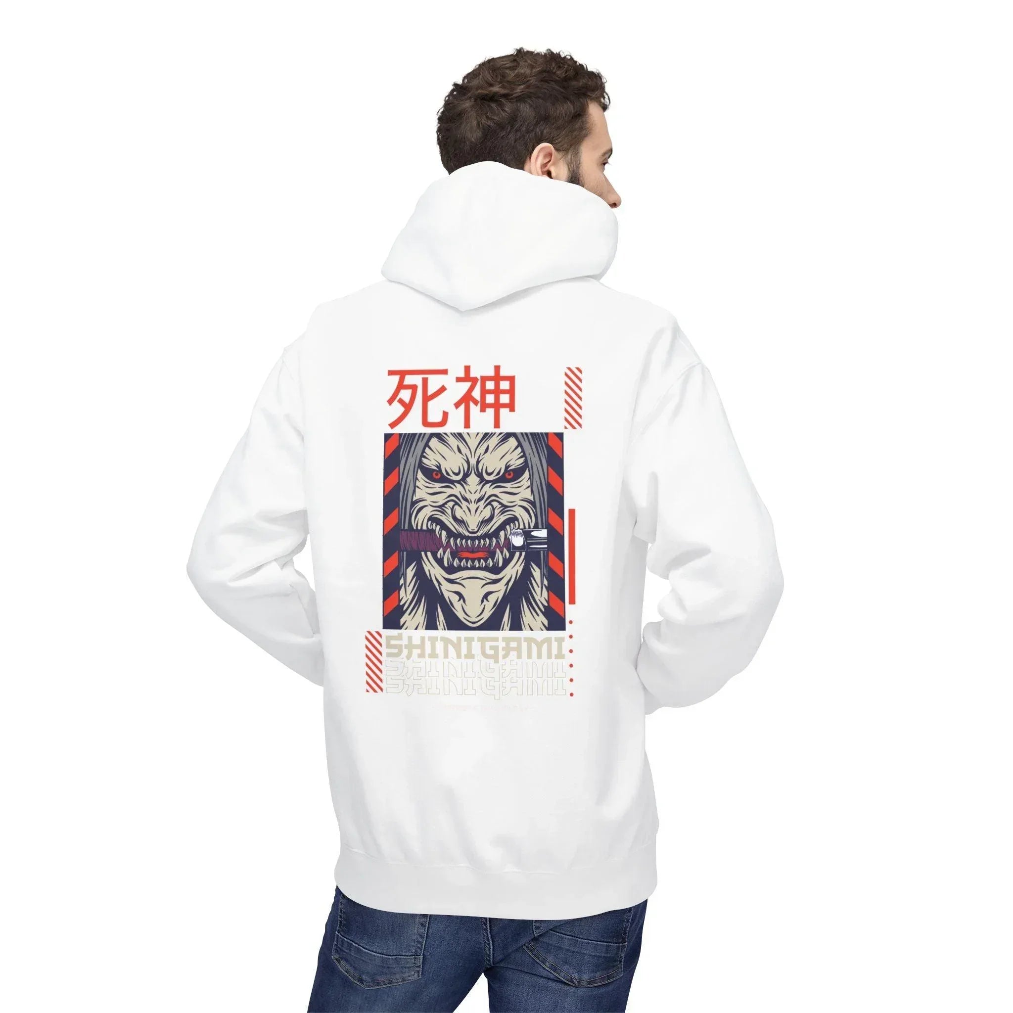Shinigami-Inspired Japanese Streetwear Fleece Hoodie - Comfort Meets Cultural Style