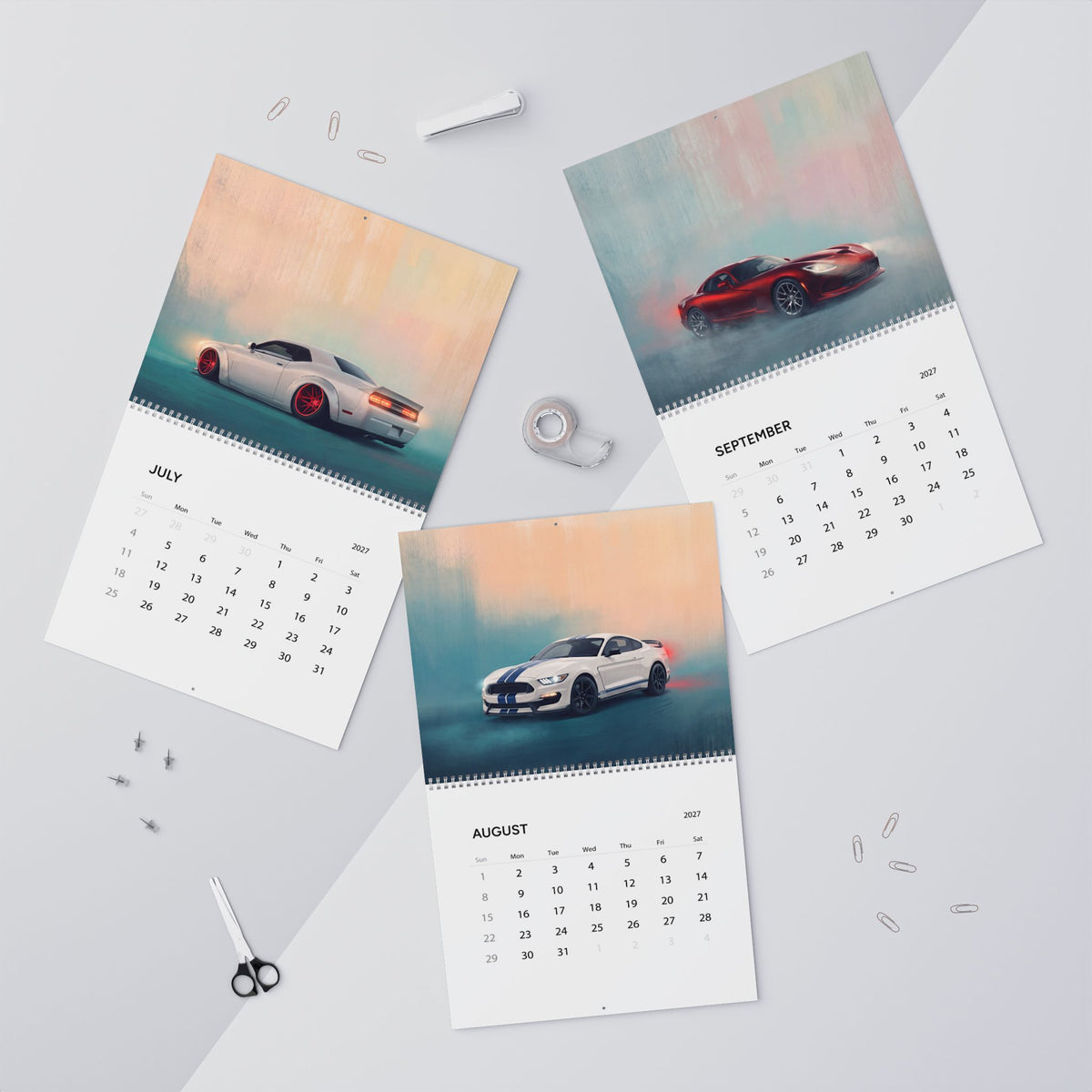 2027 Muscle Cars Artwork Calendar | American Muscle Car Wall Calendar