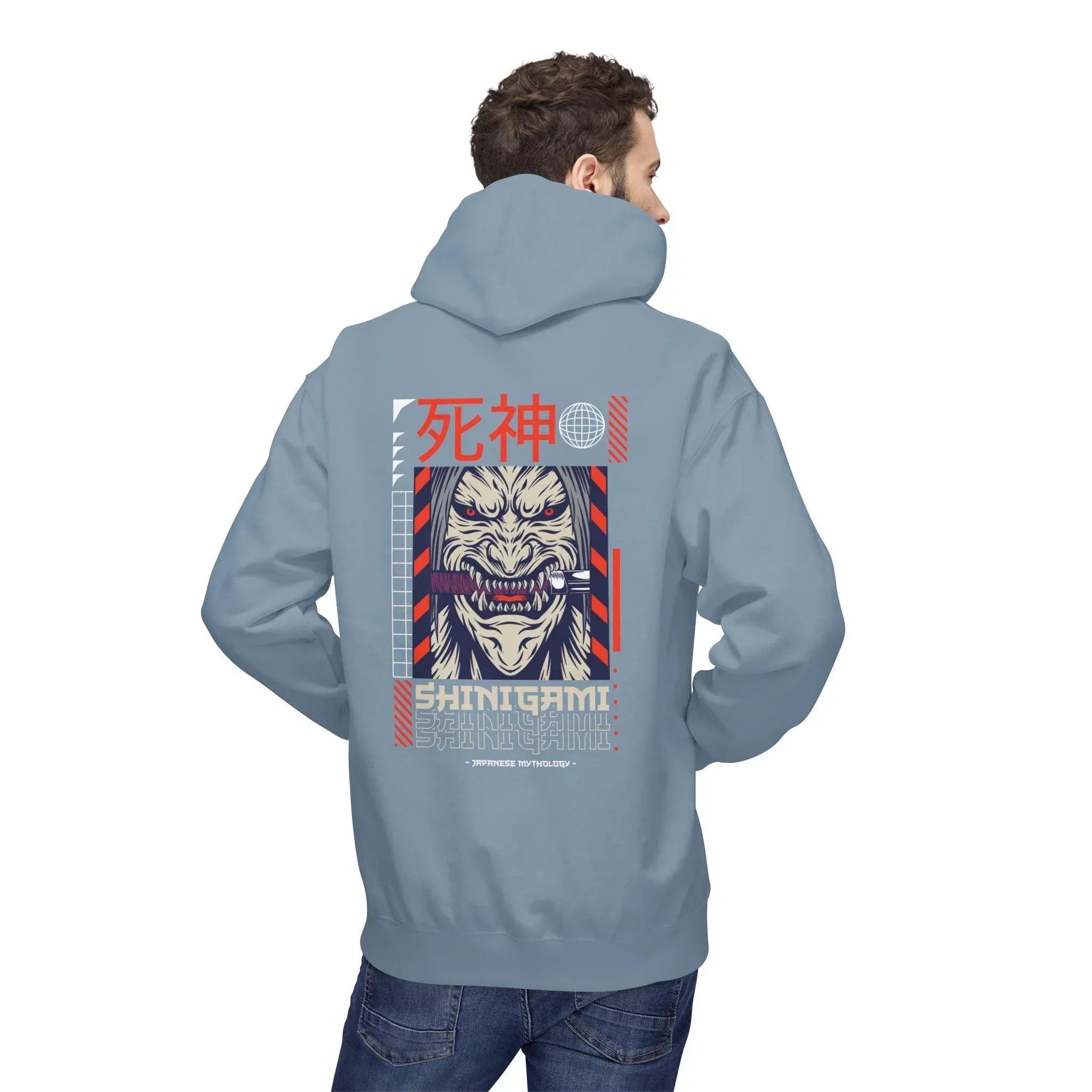Shinigami-Inspired Japanese Streetwear Fleece Hoodie - Comfort Meets Cultural Style
