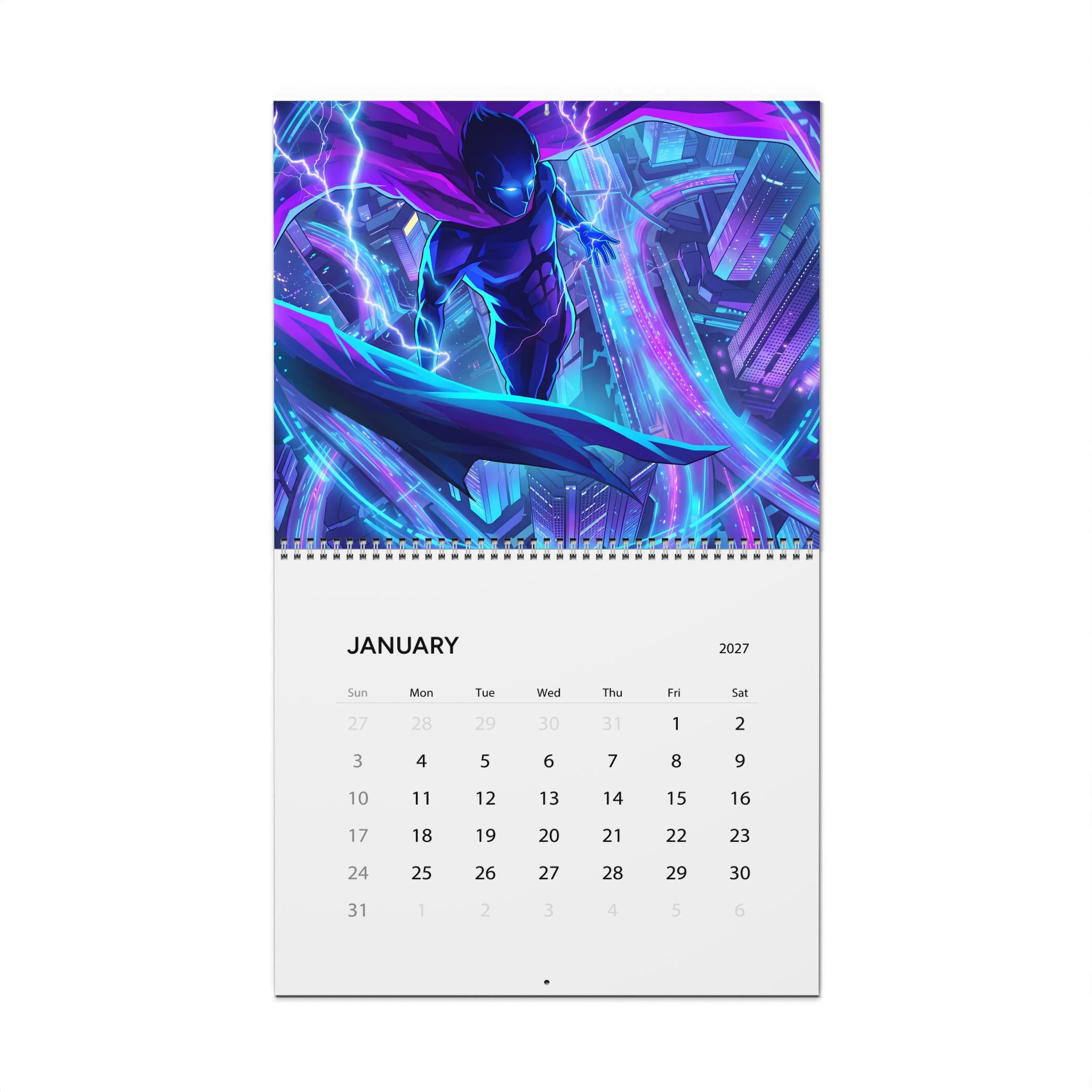 2027 Vaporwave Inspired Fantasy Calendar – Vibrant Neon Artwork Collection