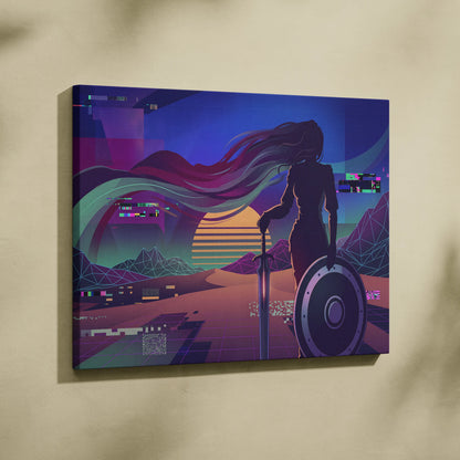 Vaporwave Neon Dream Canvas - Vaporwave Figure Neon Pink Purple Blue Living Room Decor Vaporwave Dreamy Mood Neon Neo-Retro Futurism Museum Canvas