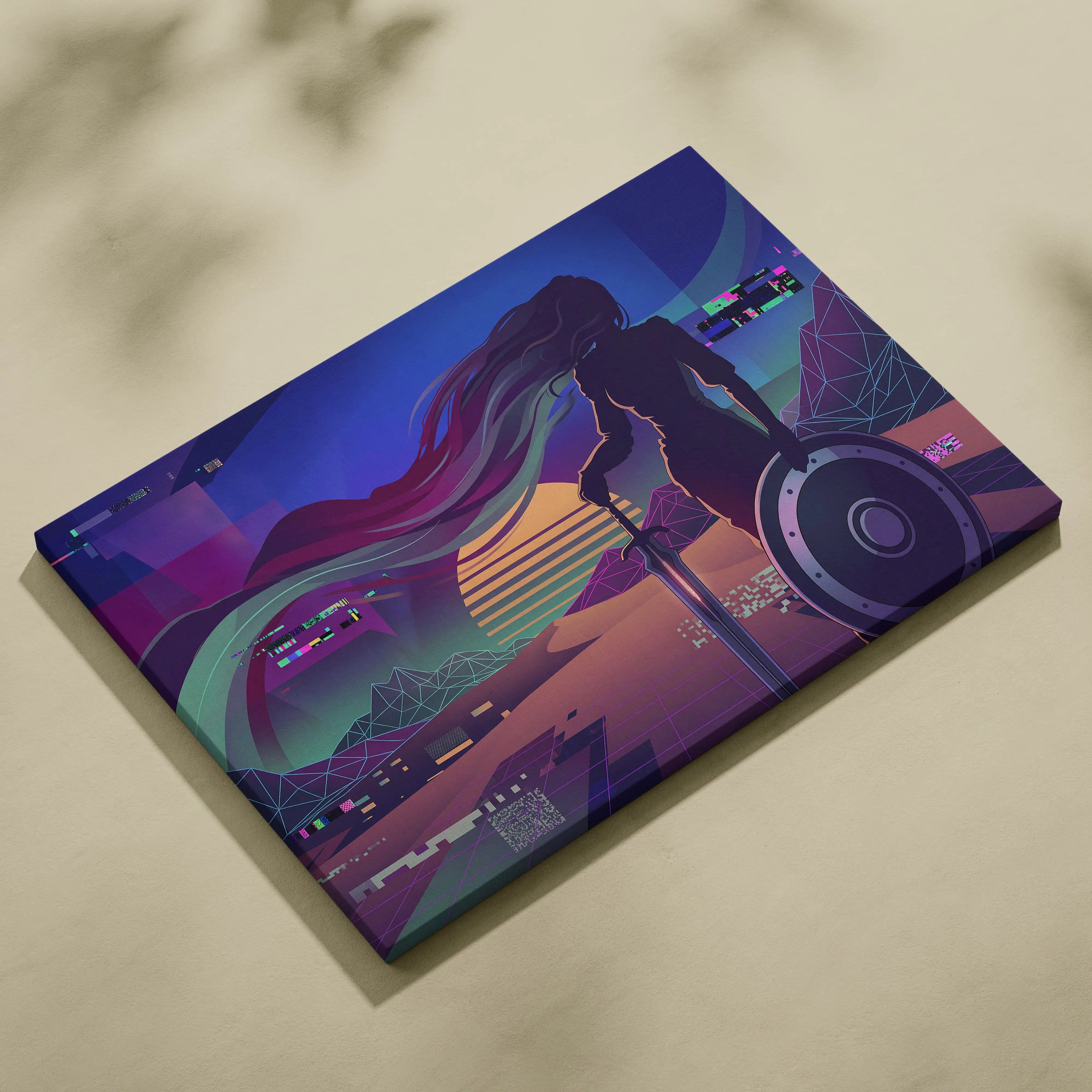 Vaporwave Neon Dream Canvas - Vaporwave Figure Neon Pink Purple Blue Living Room Decor Vaporwave Dreamy Mood Neon Neo-Retro Futurism Museum Canvas