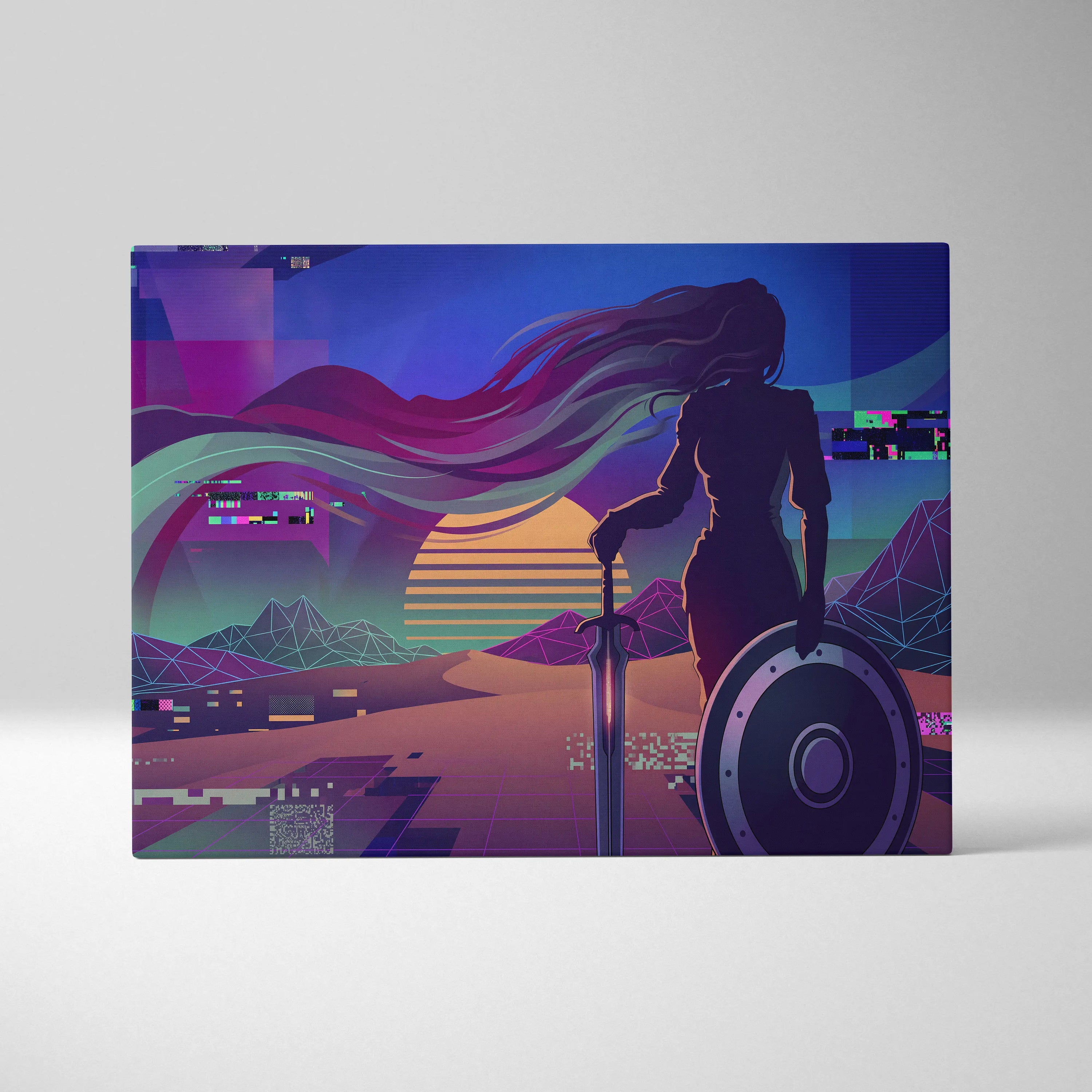 Vaporwave Neon Dream Canvas - Vaporwave Figure Neon Pink Purple Blue Living Room Decor Vaporwave Dreamy Mood Neon Neo-Retro Futurism Museum Canvas