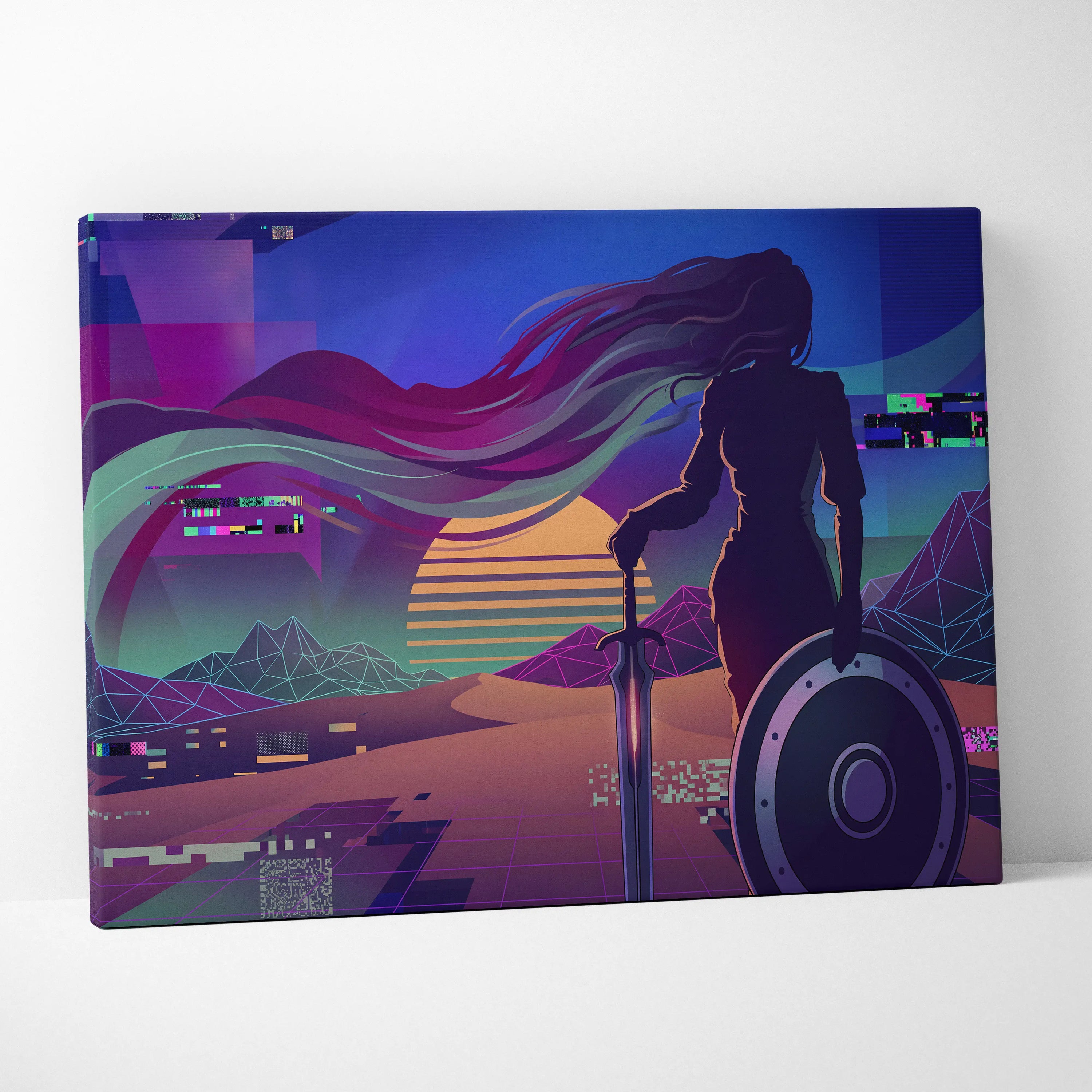 Vaporwave Neon Dream Canvas - Vaporwave Figure Neon Pink Purple Blue Living Room Decor Vaporwave Dreamy Mood Neon Neo-Retro Futurism Museum Canvas