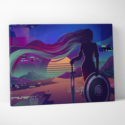Vaporwave Neon Dream Canvas - Vaporwave Figure Neon Pink Purple Blue Living Room Decor Vaporwave Dreamy Mood Neon Neo-Retro Futurism Museum Canvas